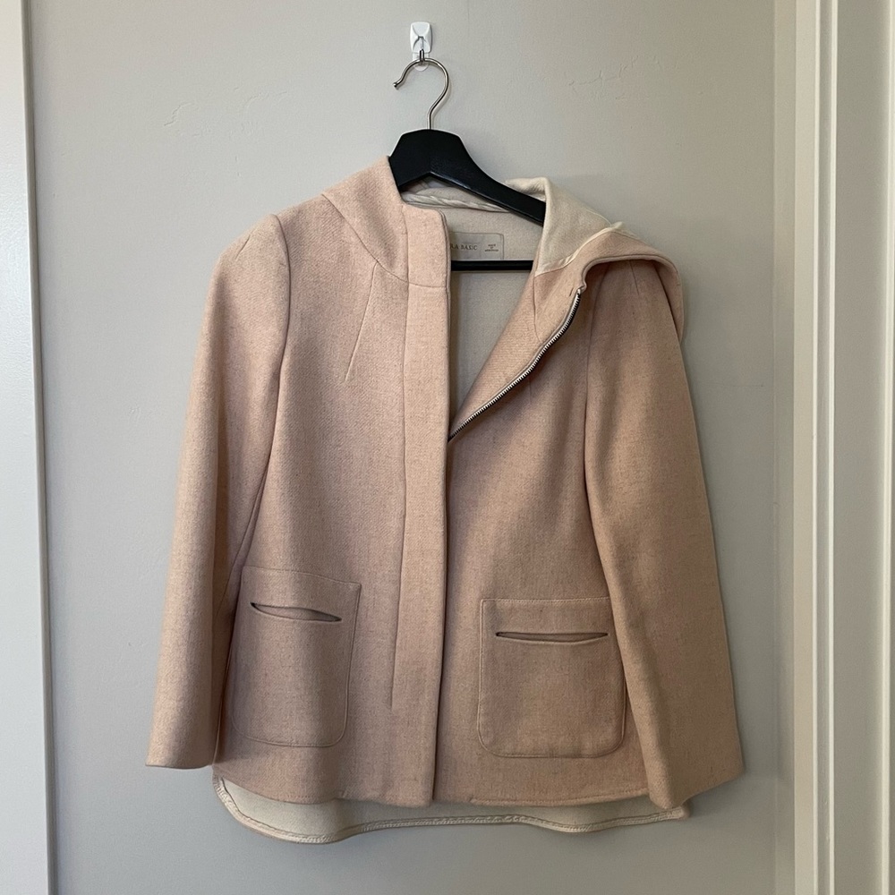 ZARA BASIC XSMALL LIGHT PINK JACKET WITH HOOD